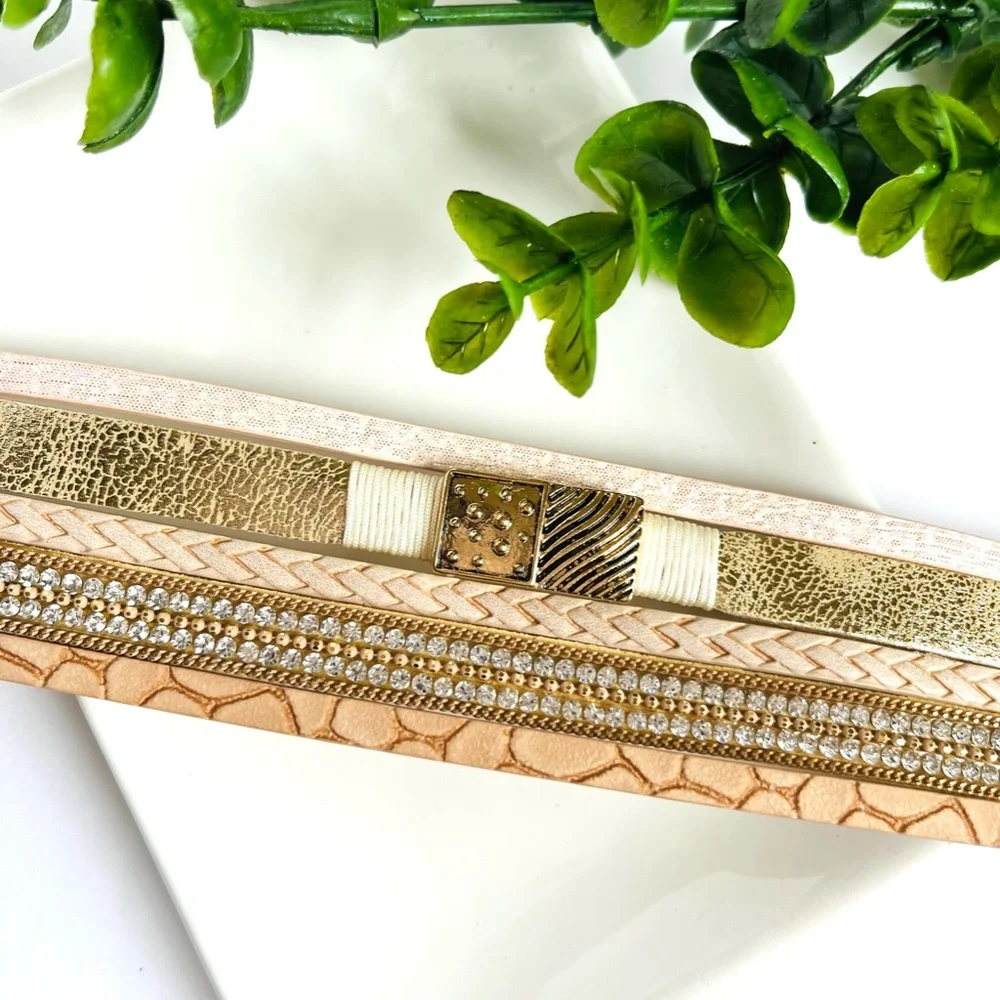 Leather Wrap Rhinestone Bracelet